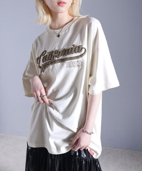 《Javaジャバコラボ》ヴィンテージライクなこなれitem。サガラ刺繍ヴィンテージ加工ピグメントTシャツ jv1029063