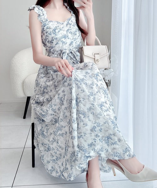 【mily bilet】存在感抜群の主役級item。花柄シフォンバルーンキャミワンピース mi1139045