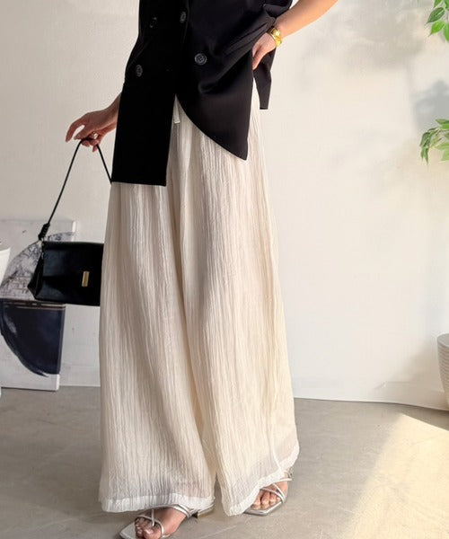 【Classical Evon】夏の主役。清涼感が魅力の一枚。シアー楊柳イージーパンツ（セットアップ可能） ev1240123