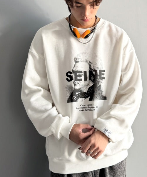 【Classical Origin】肖像画裏起毛スウェット／Face Art Fleece Sweatshirt ao1330042