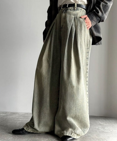 【Classical Origin】「Aライン即完成。」変形3タックスーパーワイドデニム／Unique Three-Tuck Super Wide Denim co0900005