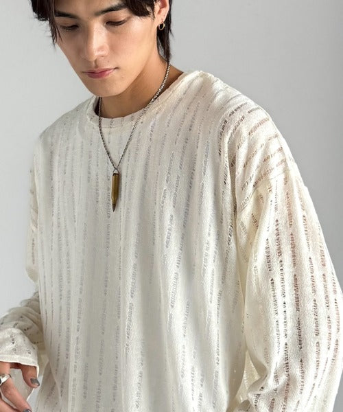 【Classical Origin】「シンプルに魅せる。」グランジモードリラックスシアープルオーバー（長袖）/Grunge Mode Relaxed Pullover co1010027