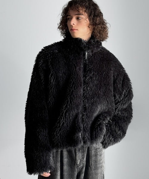【Classical Origin】「一瞬で惹かれる。」シャギーファーショート裏配色ショートジャケット／Shaggy Faux Fur Short Jacket with Contrast Lining co1010037