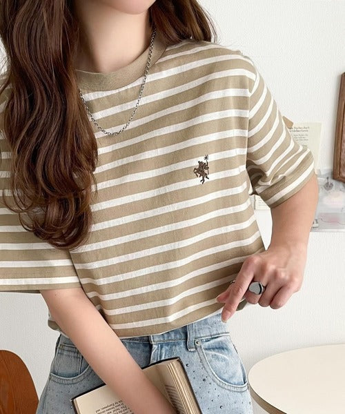 《Javaジャバコラボ》【sustaina+】大人の上級シンプル。滑らか綿100％ワンポイント刺繍Tシャツ jv1260113