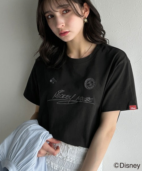 大人女子必見！　綿100％「ディズニー」サイン風刺繍Tシャツ（半袖） ce1330037