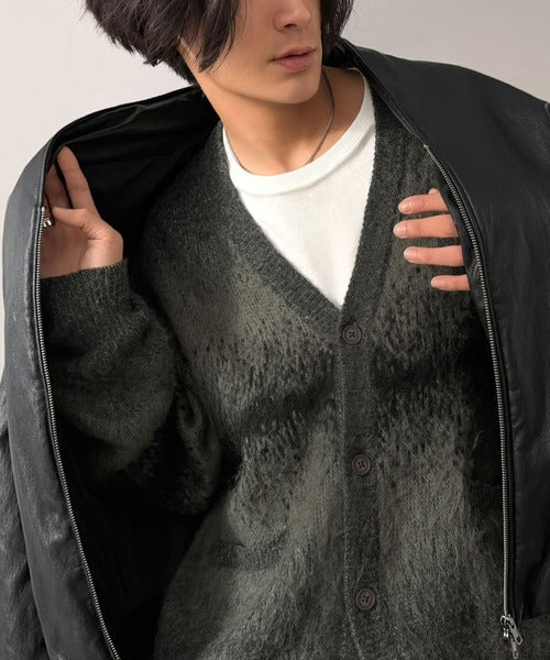 グラデーションボーダー柄Vネックニットカーディガン／Gradient Stripe V-Neck Cardigan co1150120