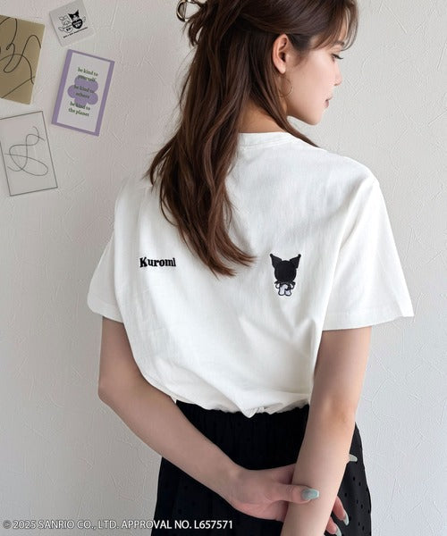 【Sanrio characters/サンリオキャラクターズ】大人っぽく推せる。綿100％バックサンリオキャラ刺繍半袖コンパクトTシャツ（半袖） ce1330038