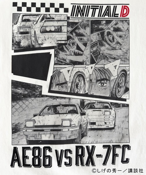 《頭文字D × JaVaコラボ》藤原拓海 vs 高橋兄弟 秋名バトルシーン グラフィック 半袖Tシャツ 【接触冷感・UVカット機能付き素材】 jo1150092