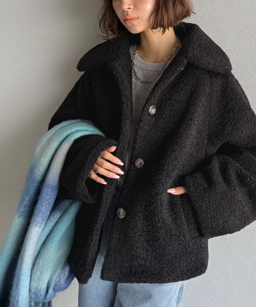 モコっとかわいく、冬支度♪ふんわり軽やか×暖かみたっぷり！コクーンシルエットテディベアボアブルゾン ce1240104