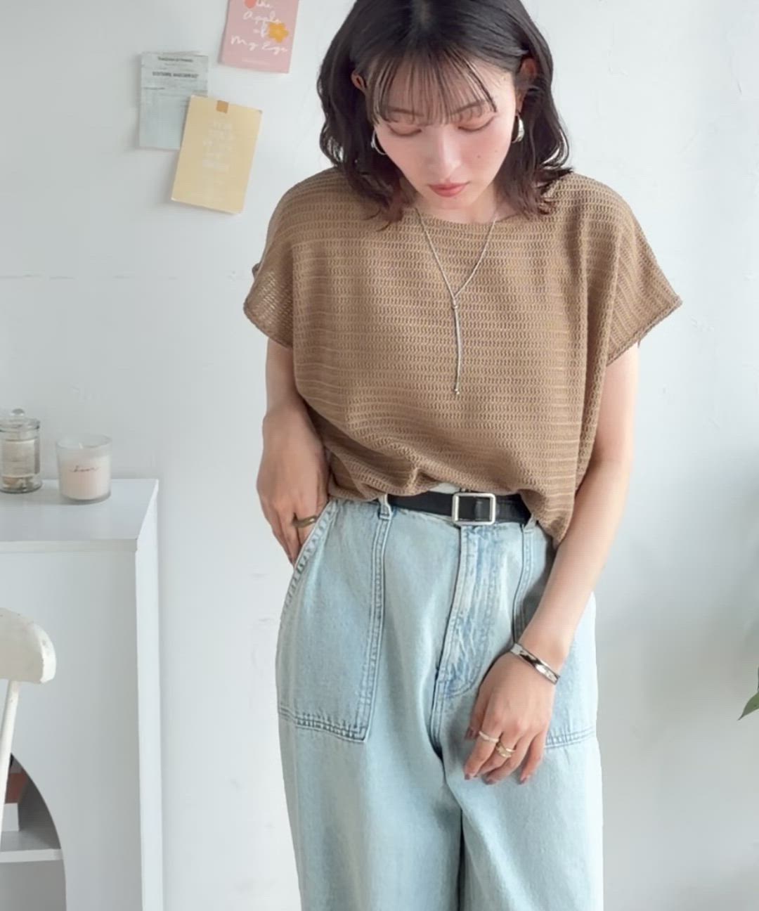 上品な透け感で華やかに決まる。レーシージャガード フレンチスリーブ ドルマントップス ce1260605