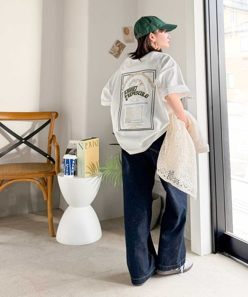 《JaVaジャバコラボ》背中で語る。綿100％バックグラフィック刺繍Tシャツ（半袖） jv1050357