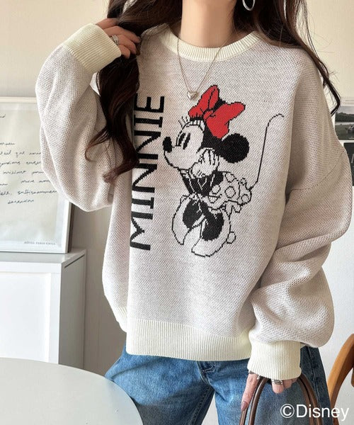 数量限定！存在感たっぷり、大人可愛い♪「ディズニー」「ミニー」ジャガードビッグシルエットニット ce1330065