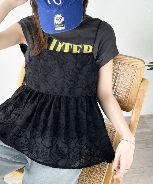 大人のレイヤードスタイル。シアー花柄刺繍オーバーキャミビスチェ ce1240035