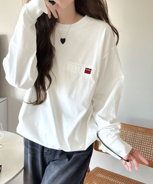 《JaVa ジャバコラボ》シンプルなのに格上げ。綿100％シルケット素材裾ドロストオーバーサイズTシャツ（長袖） jv1050408