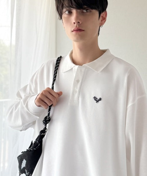 【Classical Origin】「上質な日常。」胸刺繍入り鹿の子ポロシャツ（長袖）／Embroidery Basic Polo Shirt co1150052