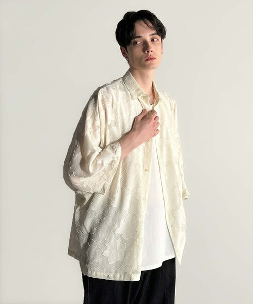 Sheer Jacquard Dolman Sleeve Shirt／フラワー柄シアージャカードドルマンシャツ co1150008