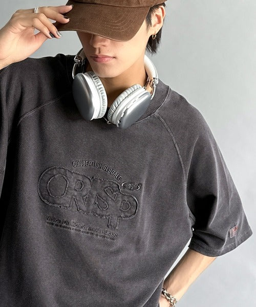 《JaVa ジャバコラボ》裾はドロストでお好みのシルエットに。ヴィンテージライクな半袖ロゴスウェット jm1029126