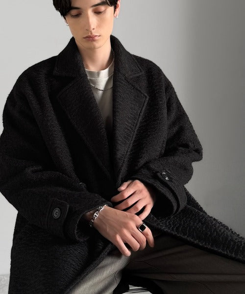 【Classical Origin】「余裕を魅せる。」フェイクウールロングチェスターコート／Fake Wool Long Chester Coat ao1010465