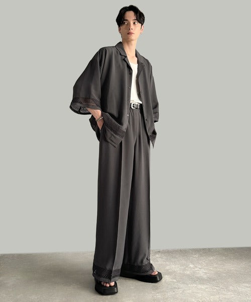 「キレイめ×抜け感」裾レース切り替えリラックスイージースラックス／Lace Panel Easy Slacks co1010020