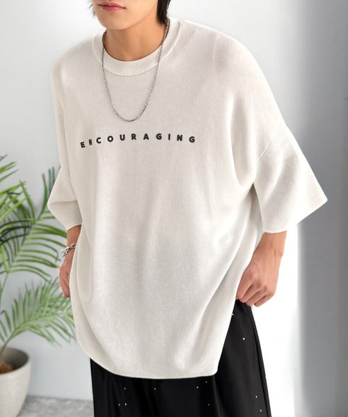《JaVaジャバコラボ》Tシャツにはない品格を。ロゴプリントオーバーサイズサマーニットプルオーバー jm1050364