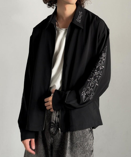 【Classical Origin】「繊細さを羽織る。」刺繍デザインエレガンスジップアップジャケット／Elegant Embroidered Zip-Up Jacket co1150059