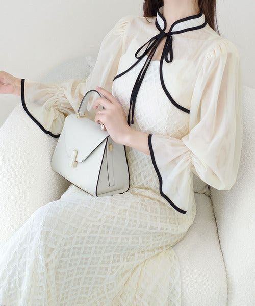 【mily bilet】トレンドをかわいく楽しんで♪パイピング配色シアーボレロセットアップ花柄レースキャミワンピース mi1139083