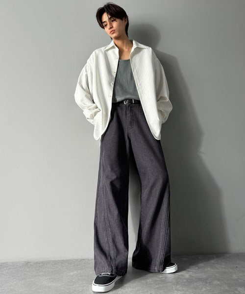 【Classical Origin】「二度見される。」サイドダブルカーブラインデニムパンツ／Side Double Curve Line Denim Pants co0900002