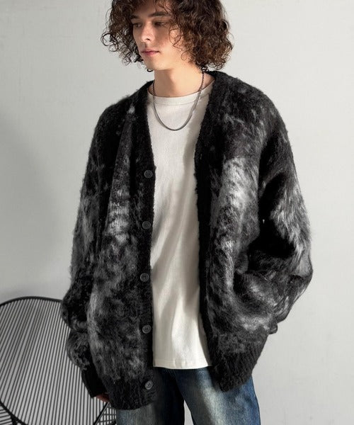 【Classical Origin】「まるで毛布。」モヘアライクシャギー素材Vネックカーディガン／Mohair-Like Shaggy Knit V-Neck Cardigan co0780003