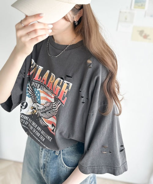 《Javaジャバコラボ》ゆるっとカジュアルに着こなす。綿100%ピグメント加工グラフィックプリントTシャツ＆ロンT(半袖)(長袖) jv1050148
