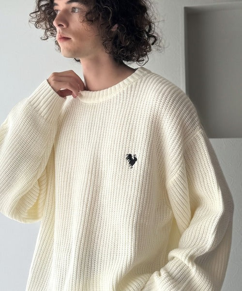 【Classical Origin】「究極スタンダード」畔編みオーバーサイズクルーネックセーター ／Oversized Ribbed Knit Crew Neck Sweater co0780012