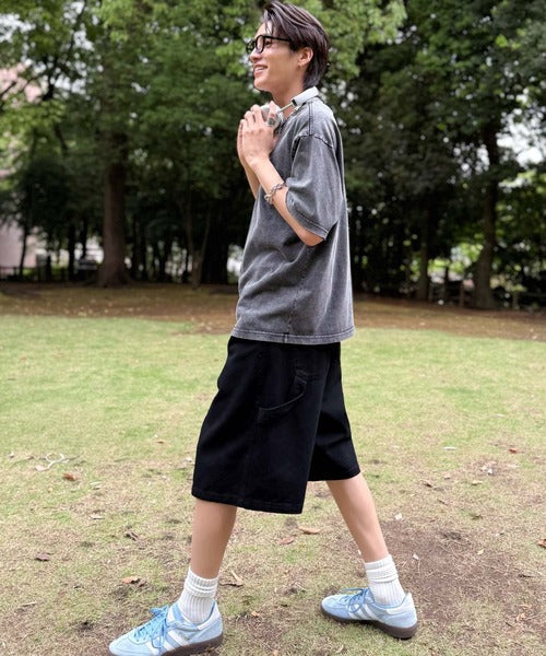 「新定番ハーフデニム。」ベルトデザイン ペインター ハーフデニムパンツ／Belted Design Painter Half Denim Pants co1150029