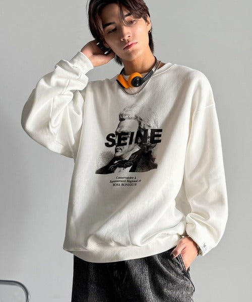 【Classical Origin】肖像画裏起毛スウェット／Face Art Fleece Sweatshirt ao1330042