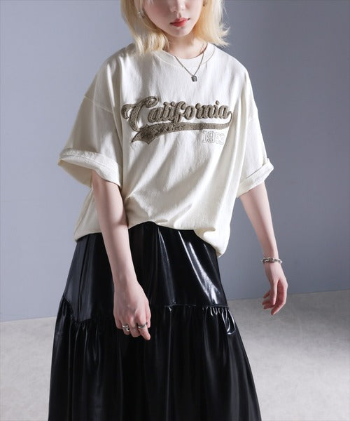 《Javaジャバコラボ》ヴィンテージライクなこなれitem。サガラ刺繍ヴィンテージ加工ピグメントTシャツ jv1029063