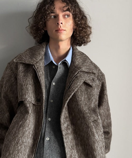 シャギーファー素材2way襟デザインブルゾン／Shaggy Fur 2-Way Collar Design Blouson co1150082