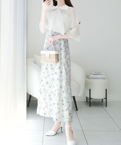 【mily bilet】透け感コーデ でつくる、映えガーリー。前後2WAY花柄シアーボレロセットアップキャミワンピース mi1139082