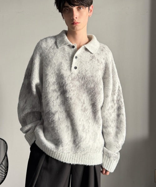 【Classical Origin】「まるで毛布。」モヘアライクシャギー素材ニットポロシャツ／Mohair-Like Shaggy Knit Polo Shirt co0780004