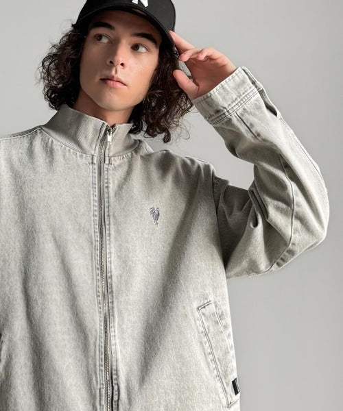 【Classical Origin】Vintage-Washed High-Neck Denim Jacket／ヴィンテージ加工ハイネックデニムジャケット co1010029