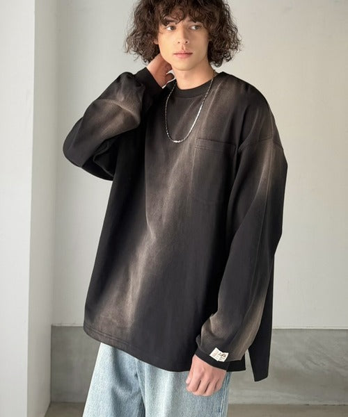 《JaVaジャバコラボ》垢抜け！大人のストリートstyleを作る。綿100％スプレーダイオーバーサイズTシャツ（長袖） jm1020358