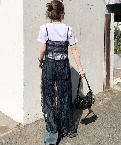 【mily bilet】トレンド満載大人ガーリー。レース使いシアーキャミワンピース mi1139072