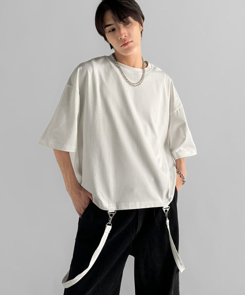 Belt Design Transformable Cropped T-Shirt／脱着式ベルトデザインショート丈Tシャツ co1150015