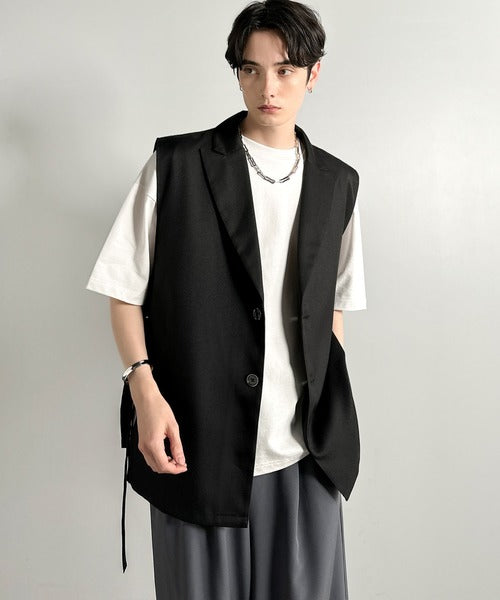 「日常をアップデート。」ピークドラペル仕様エレガントセミロングベスト／Peak Lapel Elegant Semi-Long Vest co1010009