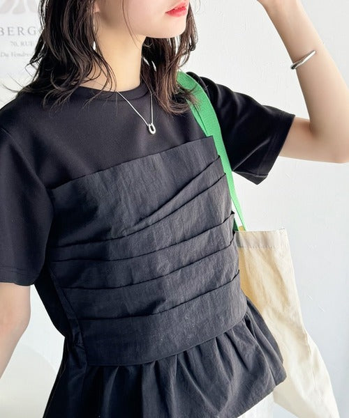 簡単おしゃれが叶う。Tシャツ×ビスチェドッキング半袖トップス ce1260345
