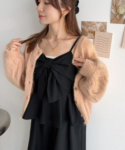 【mily bilet】ひと目で恋して、一枚で華やぐ♪ビッグリボンペプラムサロペット mi1019170