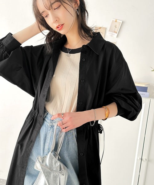 これ一枚でアウターとしても活躍♪綿100％ロングシャツワンピース（長袖） ce1020225