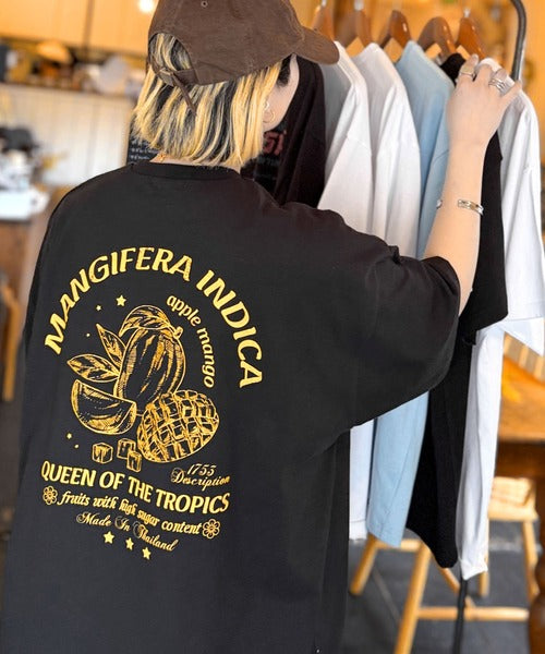 《JaVaジャバコラボ》周りと差がつくアート感。綿100％ タイ☆トロピカルフルーツ柄☆ビッグTシャツ jm1029128