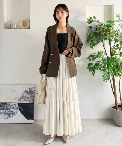【Classical Evon】甘くない、大人のティアード。シアーな抜け感と美シルエット。3段プリーツティアードスカート ev1020351