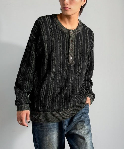 【Classical origin】ヘンリーストライプニット／Henley Striped Knit ao1020315