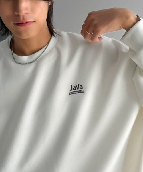 《JaVaジャバコラボ》大人の”質”にこだわった、カジュアルここにあり。胸刺繍ダンボール素材ドルマンスリーブクルーネックTシャツ（長袖） jo1010067