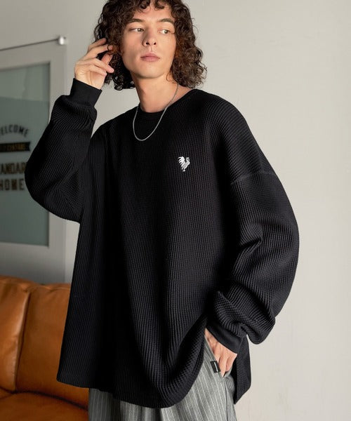【Classical Origin】「ヘビーウェイト一択。」綿100％ワッフルクルーネックビッグTシャツ／Cotton 100% Waffle Crew Neck Big T-Shirt co0780014