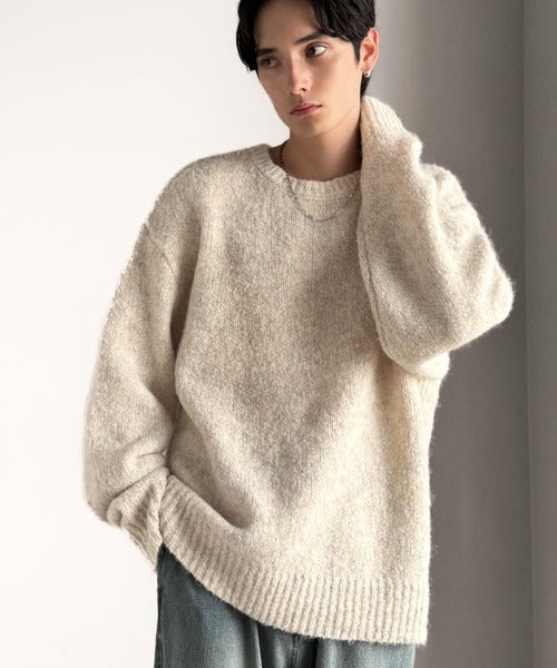 【Classical Origin】「深みのある大人に。」クルーネックミックスカラー糸ニット（長袖）/Crew neck mixed color knit ao1020308